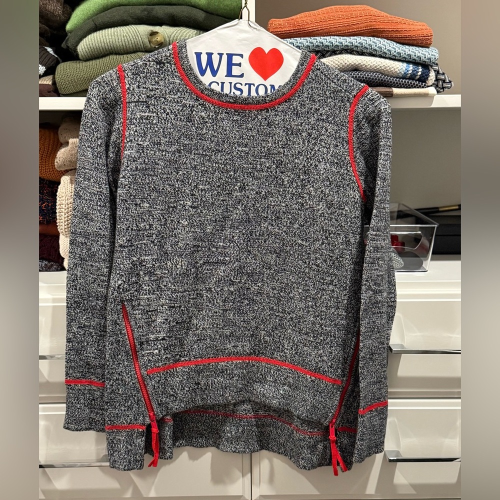 Lisa Todd Gray Sweater with Red Accents